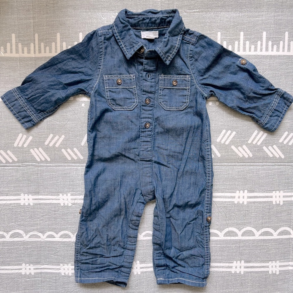Mudpie Baby Denim Jumpsuit- 9M